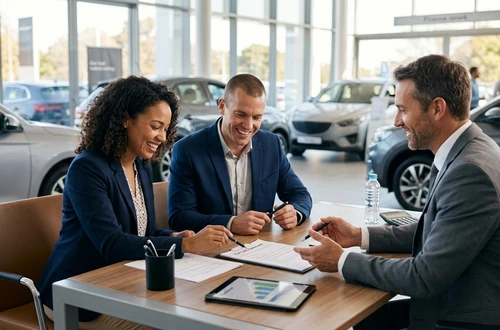 Customer getting answers about their car loan
